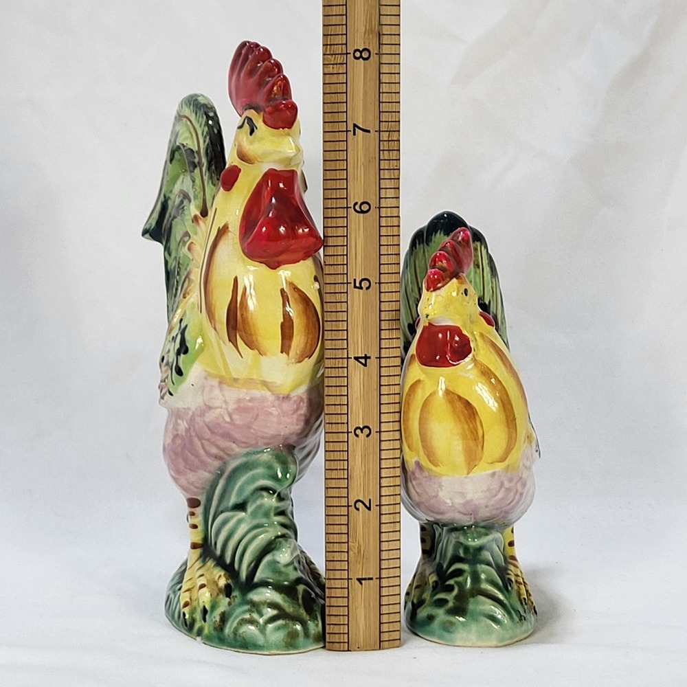 Vintage Rooster and Hen Figurines Hand Painted Set of 2 Ucagco Ceramics Japan - Picture 6 of 9